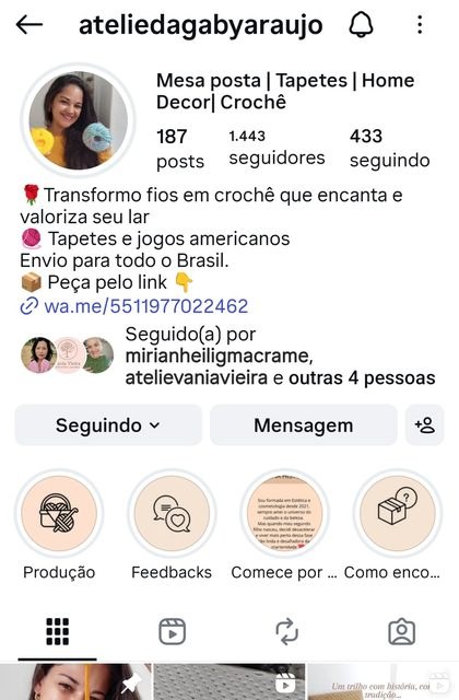 Perfil real de aluna de crochê