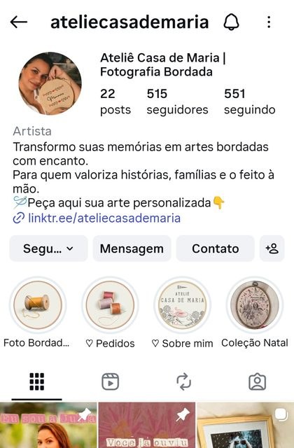 Perfil real de aluna de fotografia bordada